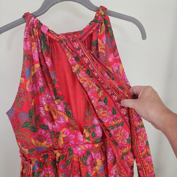 NWT Sezane X Farm Rio Gabriela Halter Neck Dress Macaw Flowers Size 8 - Picture 13 of 17